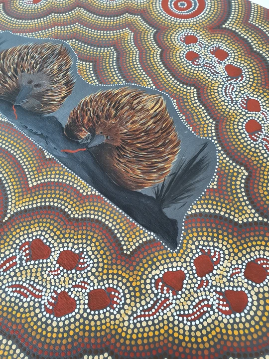 Small image for selecting a larger view of image Two Echidnas moving place to place looking for food