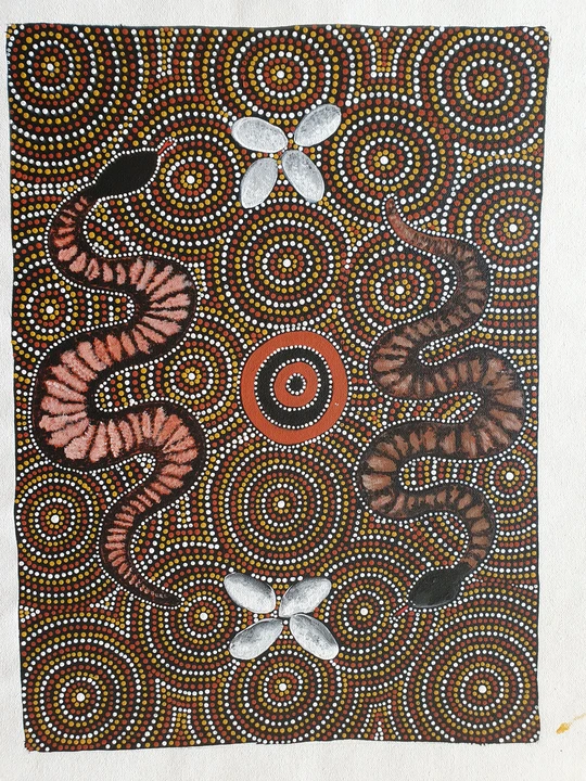 Small image for selecting a larger view of image Two snakes travelling through one place - leaving their eggs along the way. 