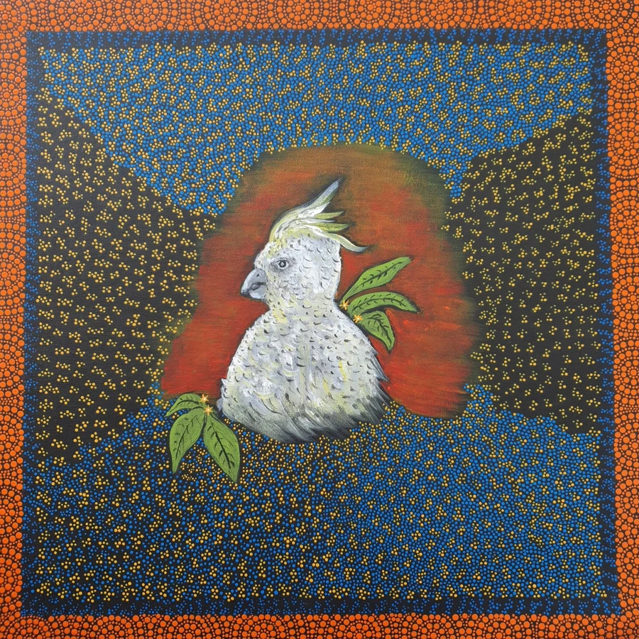 Small image for selecting a larger view of image The White Cocky is Warranunga ladies Totem 
The White Cocky feathers are also used for dancing.
