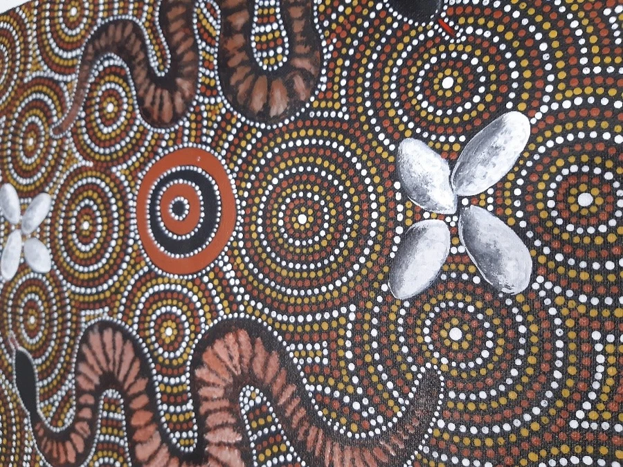 Small image for selecting a larger view of image Two snakes travelling through one place - leaving their eggs along the way. 