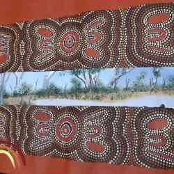 Small image for selecting a larger view of image A landscape of the swampland 
Two people are searching for bush tucker and place to stay and camp.
